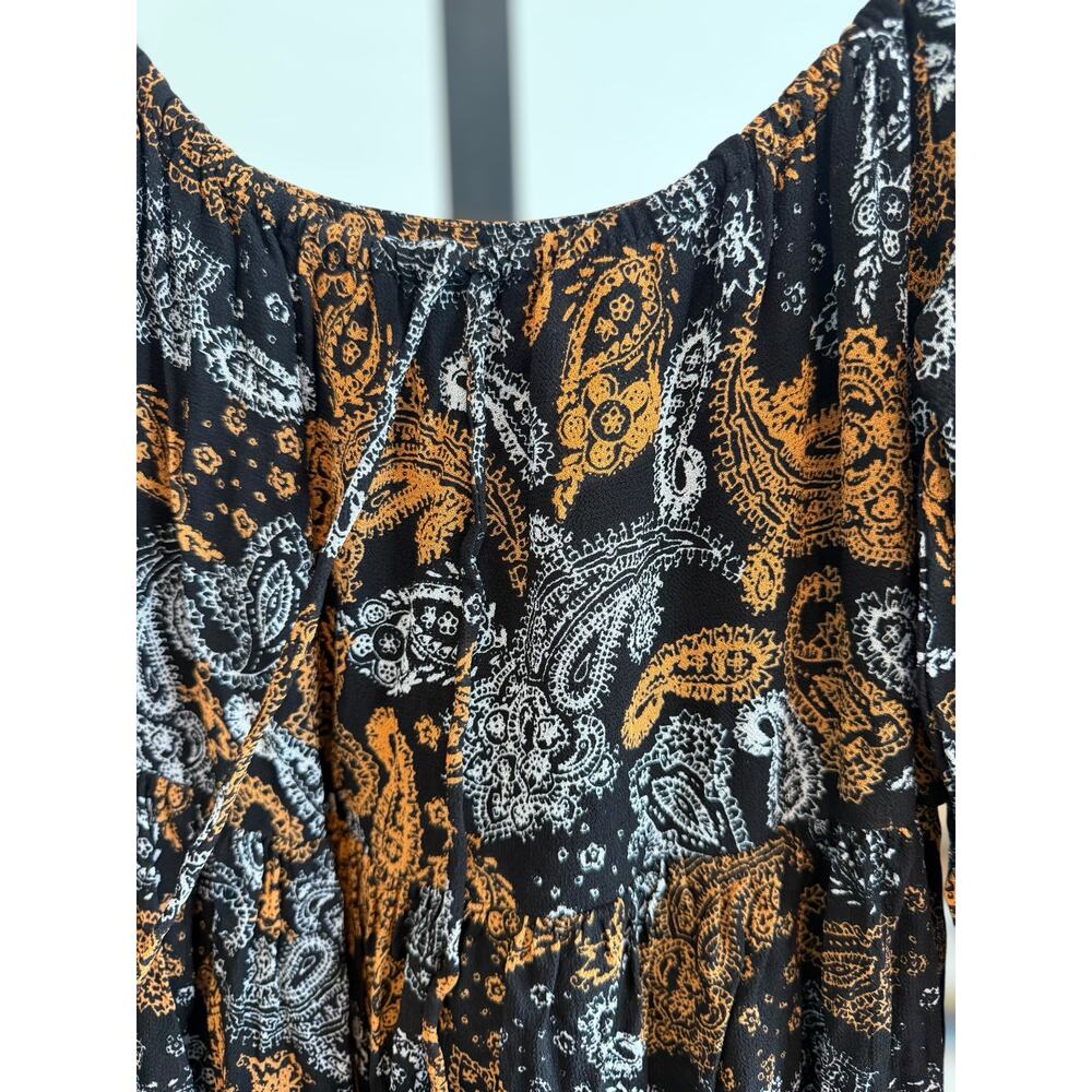 Faithfull The Brand Matisse Floral Midi Dress Orange & Black Women's Size 2/XS - Picture 6 of 16